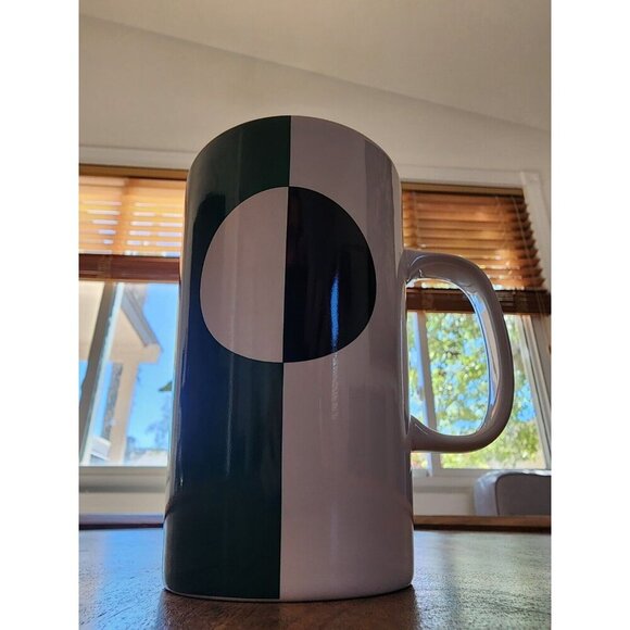 2014 Starbucks Geometric Collection Split Dot Black White Green Coffee Mug - Picture 2 of 6